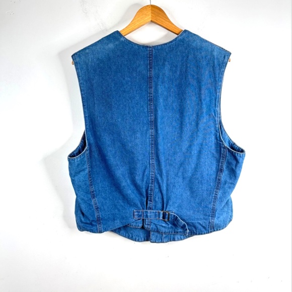 VTG 90s Arizona Jean Southwestern Denim Vest L Tapestry Western Aztec Boho Rodeo - Picture 4 of 8